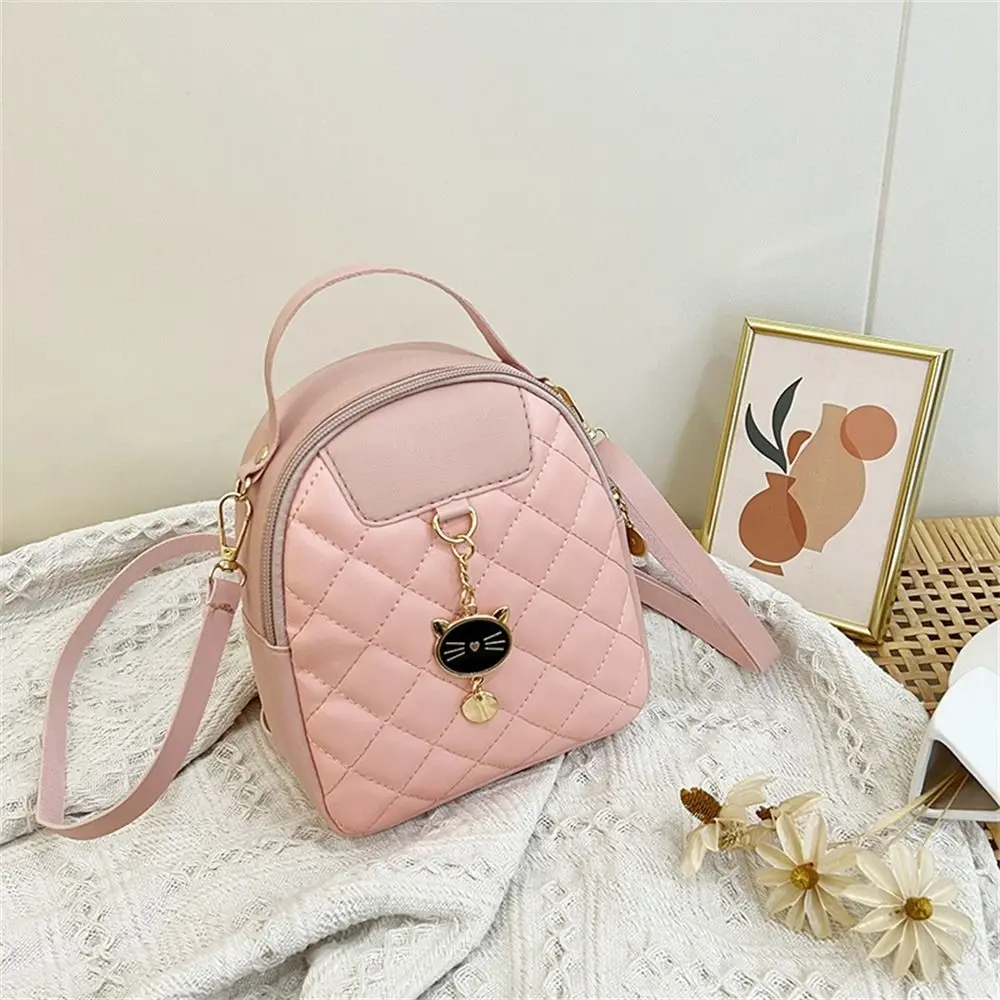 Fashion Small Backpack Women Girls Shoulder Bags Grids PU Leather Bag Mini School Bags Casual Rucksack