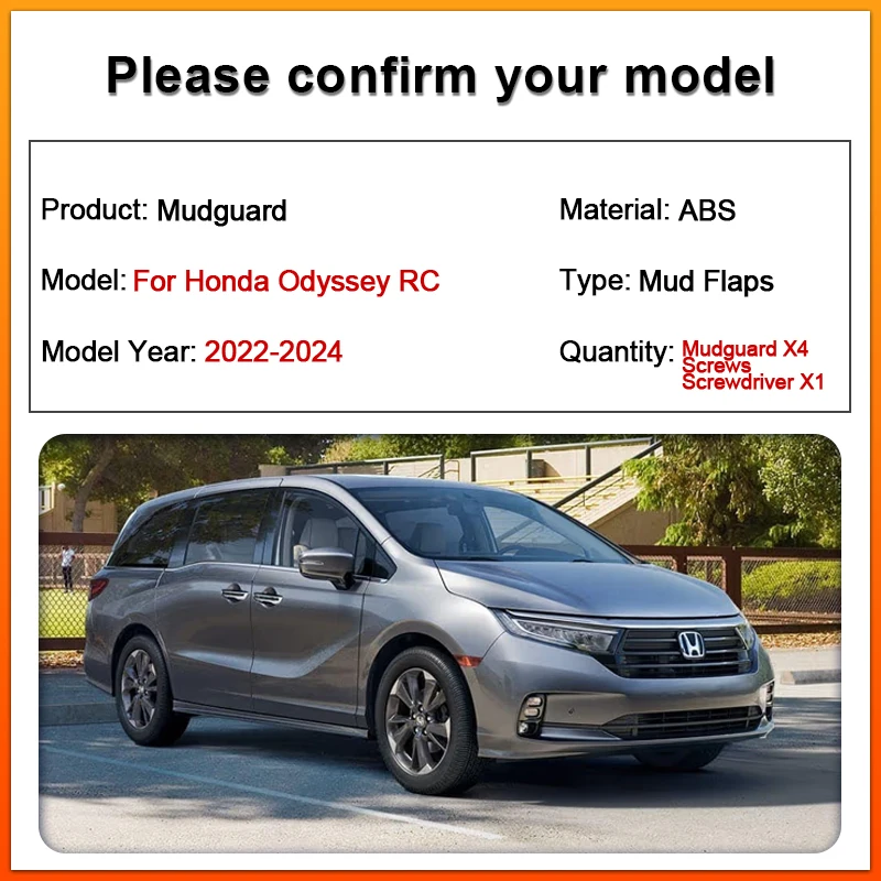 

Car Fender Mudguards For Honda Odyssey RC 2022 2023 2024 Auto Flap Splash Guard Front Rear Fenders Mud Flaps Tools Accessories