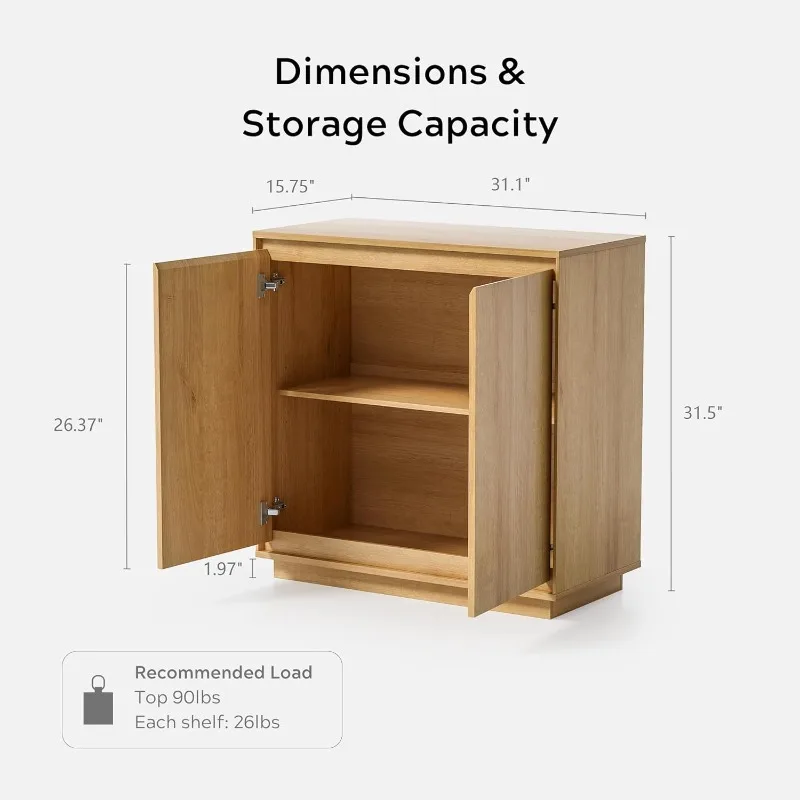 home.Buffet Storage Cabinet, Sideboard Accent Cabinet with Adjustable Shelves and Handless Design, Modern Credenza, Console Tabl