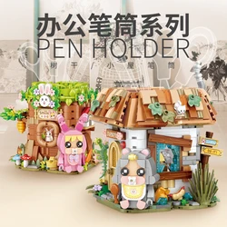 Loz Creative Mini Pen Holder Forest Rabbit Tree House Building Block Diy Office Desktop Decoration Stationery Brick For Kids Gif