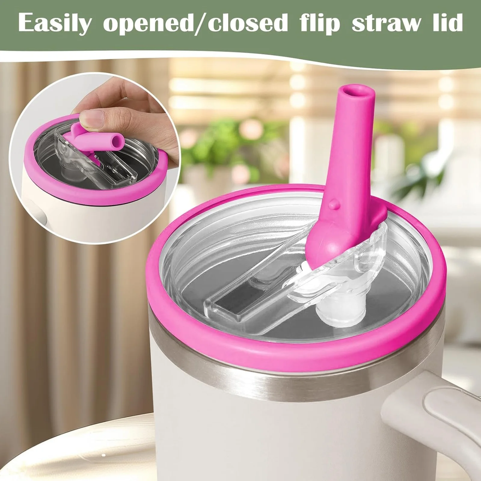 2 Pack 30/40 oz Tumbler Detachable Flip Straw Lid Replacement Fit for Stanley Cup,No Spill Flip Top for Stanley Cup Accessories view 5