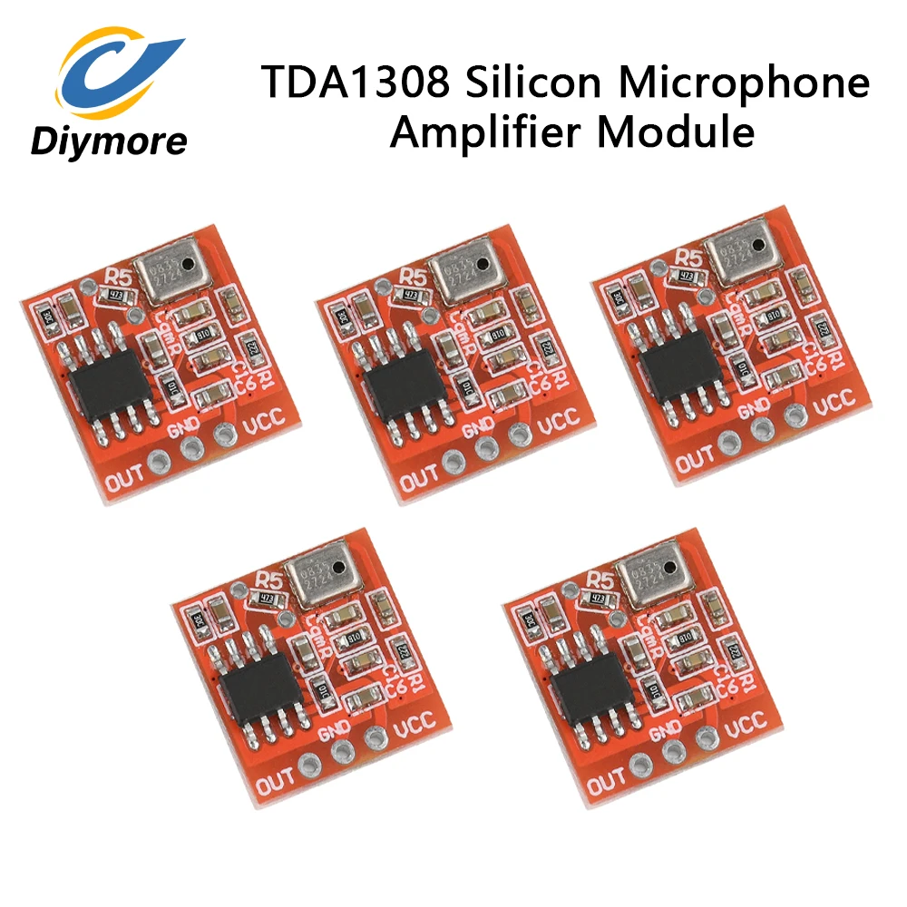 TDA1308 Silizium-Mikrofonverstärkermodul, digitaler Mikrofon-Tonabnehmer-Vorverstärker, einstellbar, DC 3–6 V, geeignet für Hörgeräte