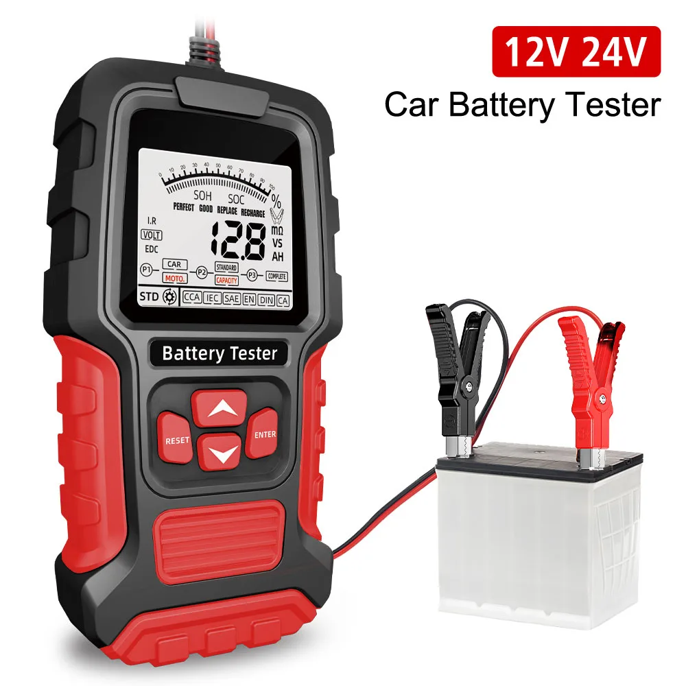 Car Battery Tester for Vehicle Truck Motorcycle SUV LCD Digital Measurement Diagnostic Tool 12V 24V Lead-acid Battery Test