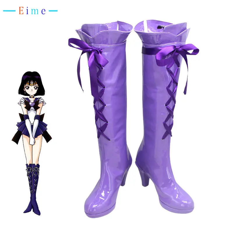 Tomoe Hotaru Cosplay Shoes Saturn Cosplay Prop PU Leather Shoes Halloween Carnival Boots Custom Made