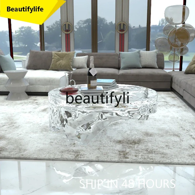 

smt1 Modern minimalist art resin coffee table model room hotel villa living room round table AA