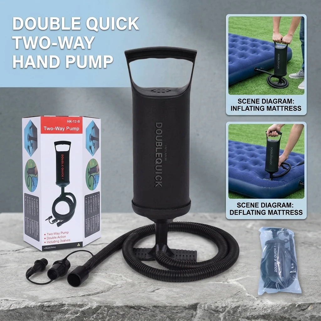 12 Inch Hand-Pulled Inflatable Boat Pump Quick Inflation Swimming Pool Bed Inflation Tool Portable Air Pump for Water Sports