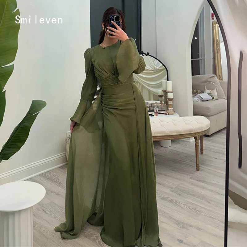 Smileven Noval Mermaid فساتين سهرة Prom Dress Full Sleeve Party Gowns Shining Scoop Occassion Dress Customized 2026
