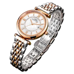 Relojes de pulsera elegantes para mujer, reloj de mano informal, resistente al agua, pequeño dorado, de lujo, con cristales