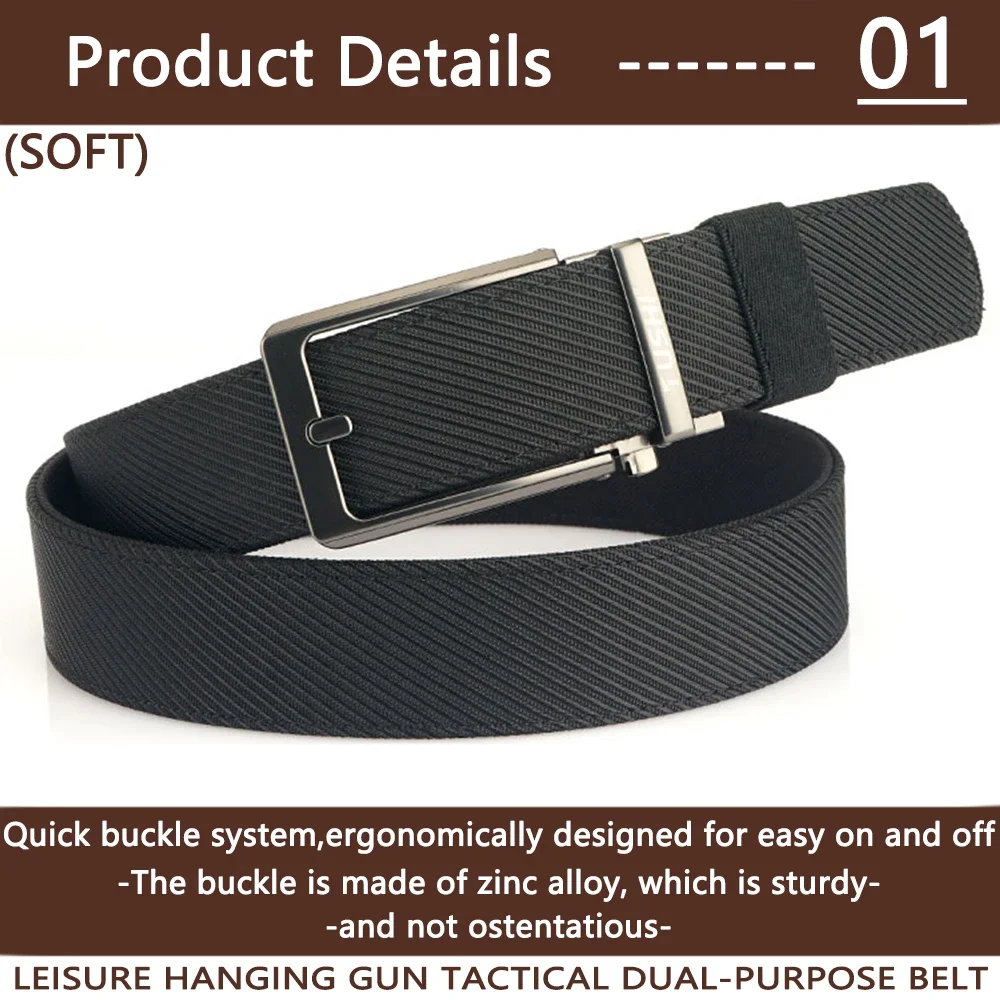 TUSHI Brand New 3.5 Wide Alloy Automatic Buckle Thickened Double-Layer Nylon Soft Mens Belt Versatile Casual Outdoor Pants Belt