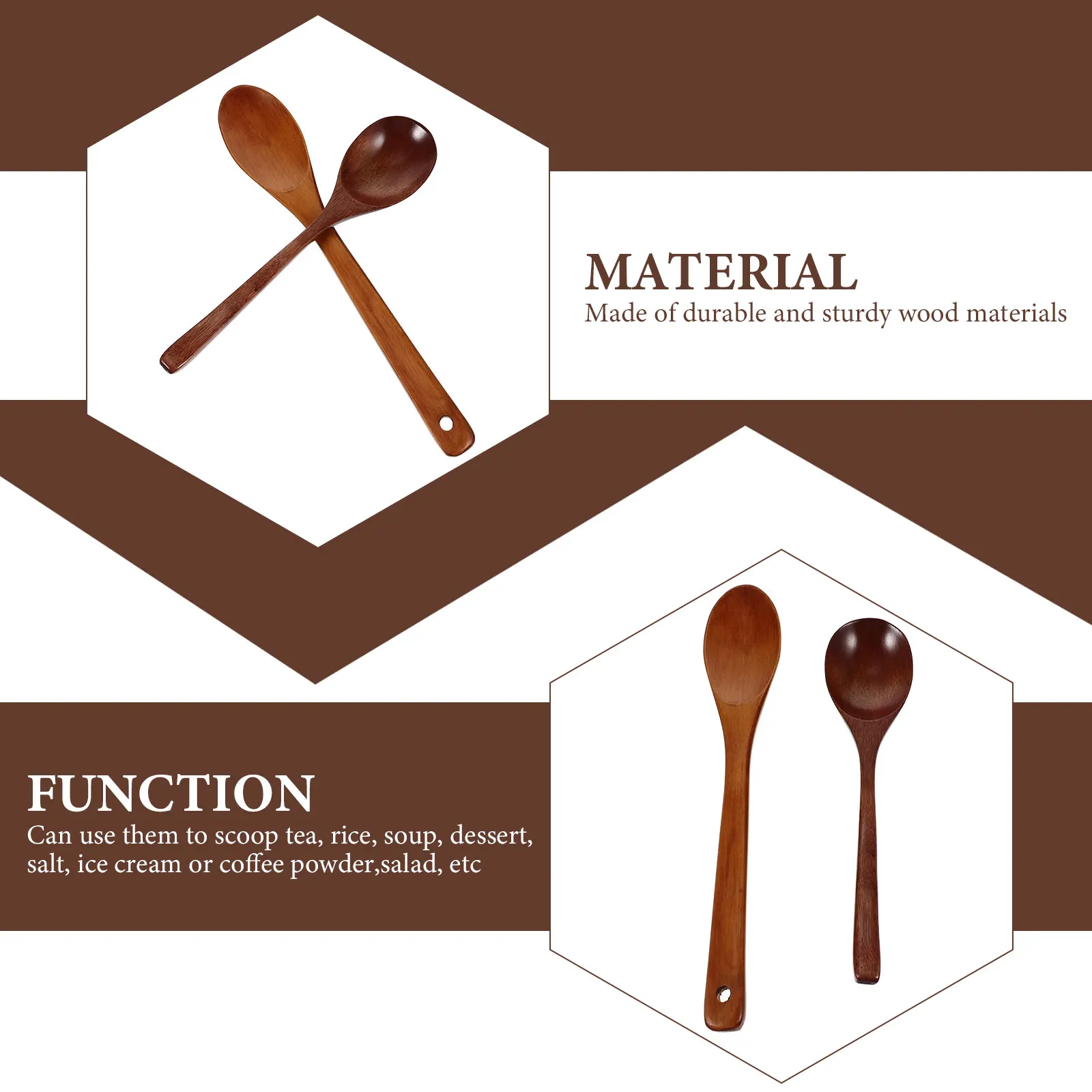 

2pcs Big Wood Set Salad Serving Spoons Long Handle Soup Spoon Stirring Ladle Reusable Wooden Spoon Portable Rice Server Kitchen