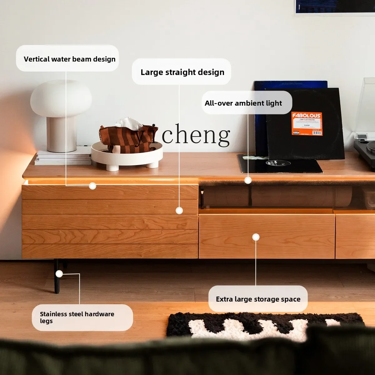 TV cabinet Nordic small apartment cherry wood locker Japanese coffee table TV cabinet combination