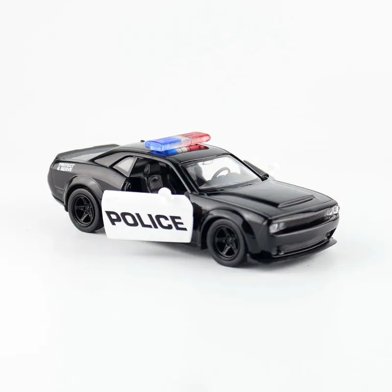 1:36 Dodge Challenger SRT Diecast Toy Car Model Demon Police Metal Pull Back Model Collection Gift Kid