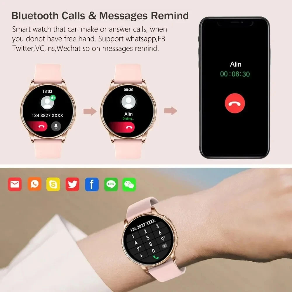 Bluetooth Call Smart Watch donna quadrante personalizzato orologi in acciaio uomo sport Fitness Tracker Smartwatch per la frequenza cardiaca per