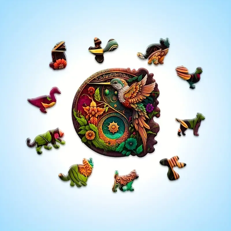 성인을 위한 새 나무 퍼즐, 독특하게 불규칙한 동물 모양의 나무 직소 퍼즐 스트레스 해소 장난감, 최고의 크리스마스 선물