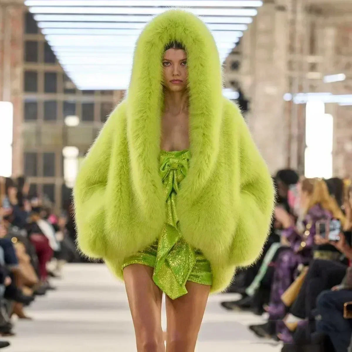 

Новая экологически чистая женская куртка с капюшоном из искусственного лисьего волоса, корейская теплая меховая куртка премиум-класса