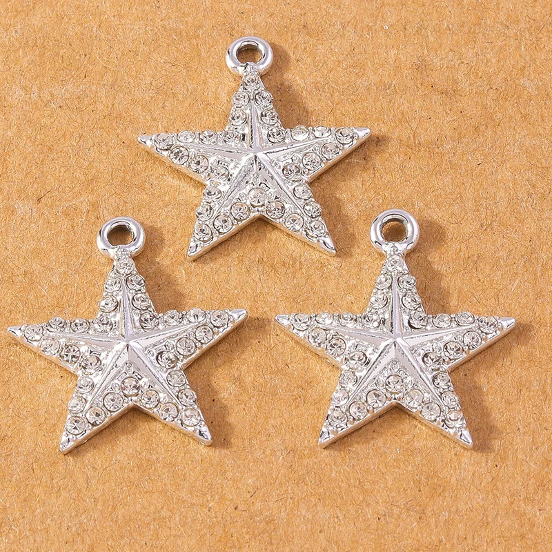 10pcs Crystal Snowflake Charms for DIY Jewelry Making