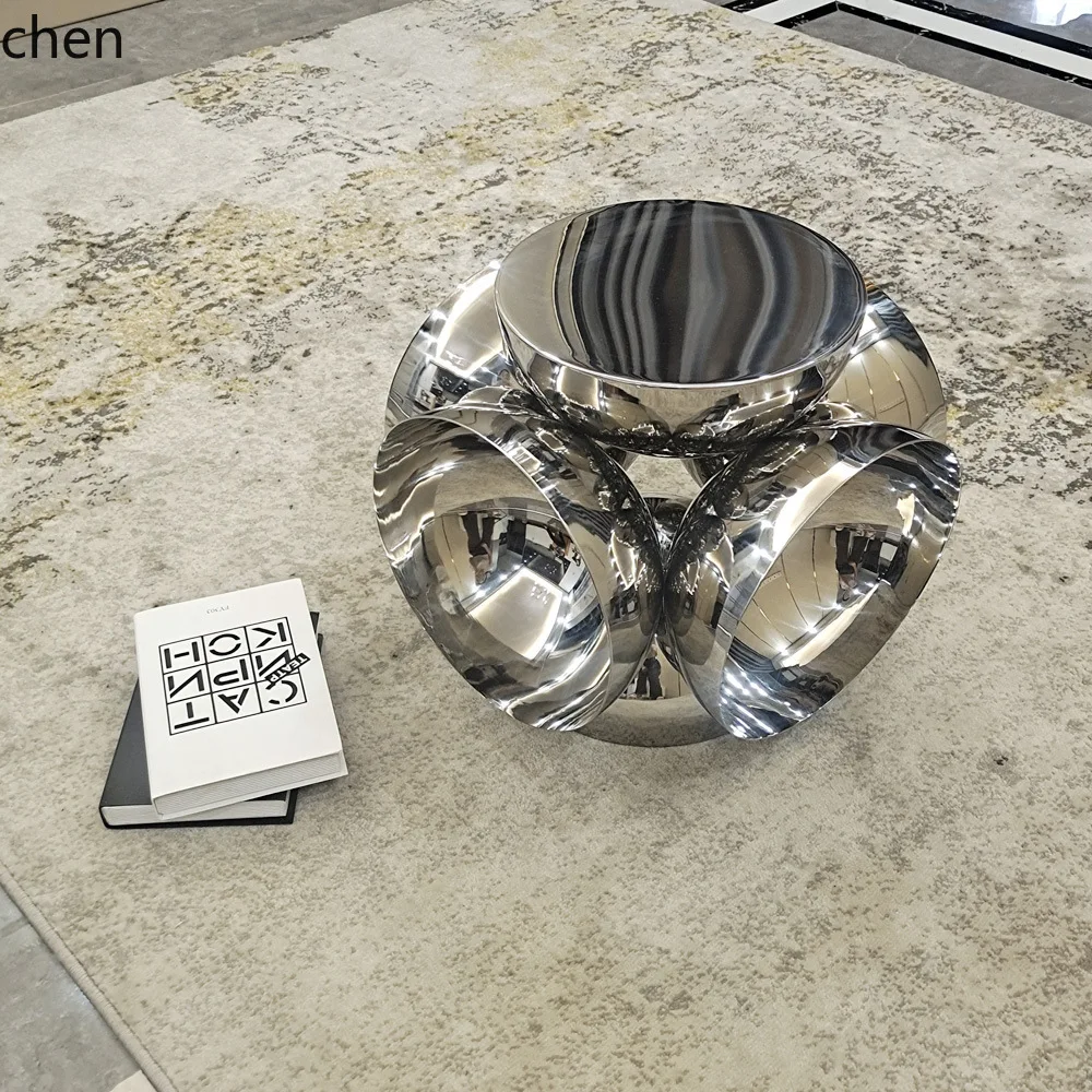 CZ Creative Minimalist Small Side Table, Clothing Display Prop, Round Corner Table, Mirrored Corner Table