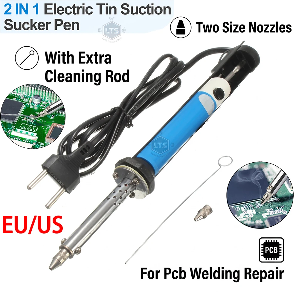 AC 220V Electric Desoldering Machine Pen Soldering Iron 30W PCB Solder Suction Vacuum Pump Welding Tools US/EU Plug