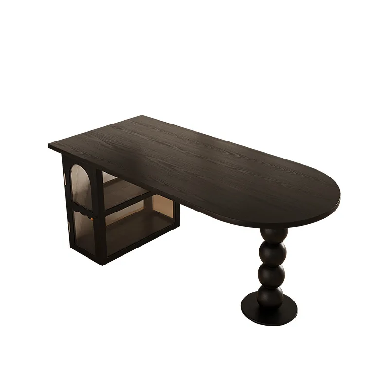 

Small apartment solid wood home high-end dining table desk integrated workbench