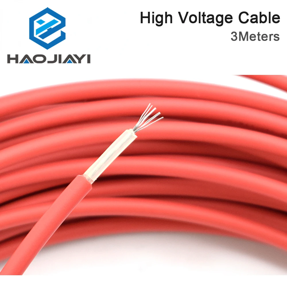 

3 метра, 40 кВ, 22AWG, высоковольтный кабель, красный положительный провод для источника питания лазера Co2, лазерной трубки и гравировки, резки