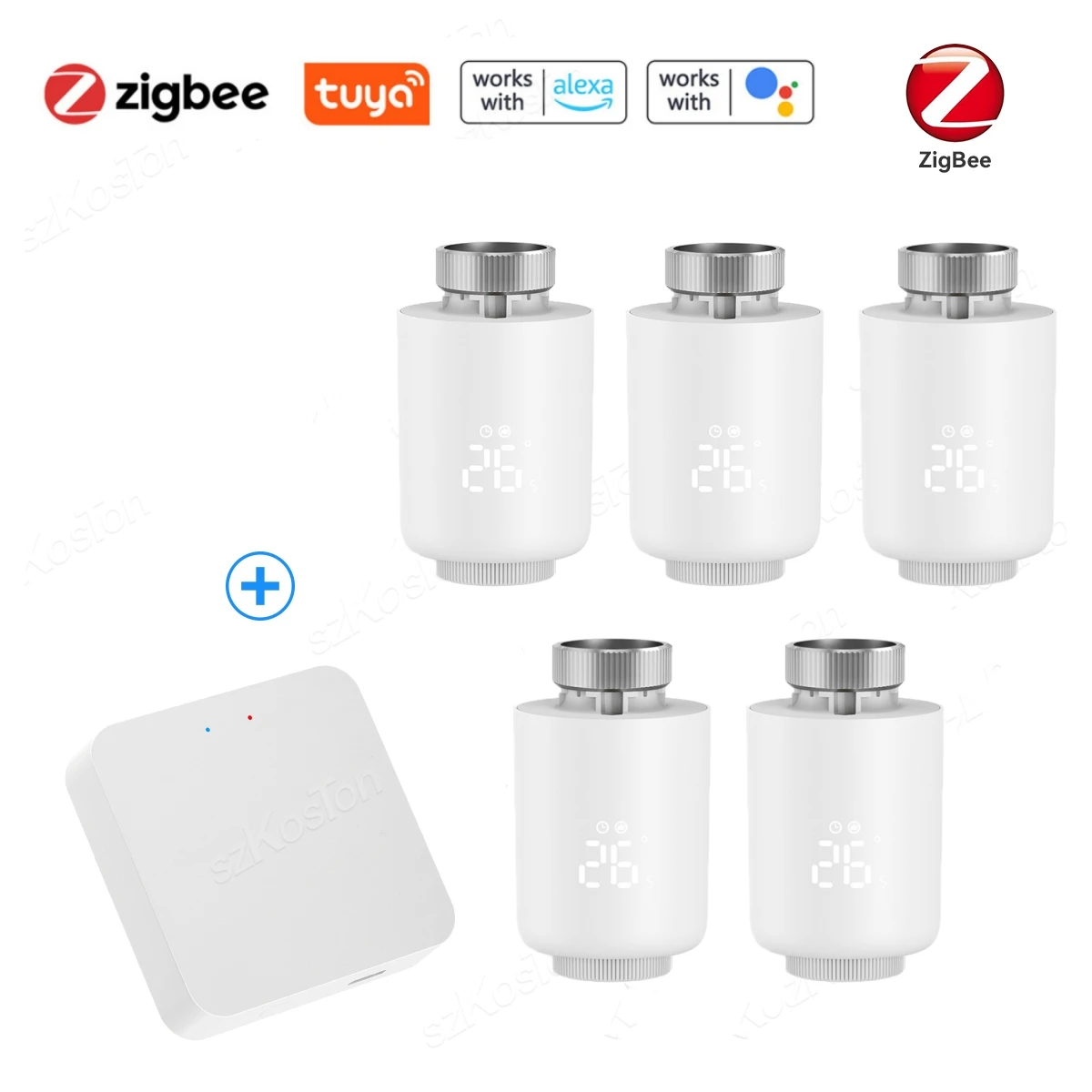 ZigBee Termostat Tuya Radiator Katup Aktuator Cerdas Dapat Diprogram Pengendali Suhu Alexa GoogleHome Katup Termostat