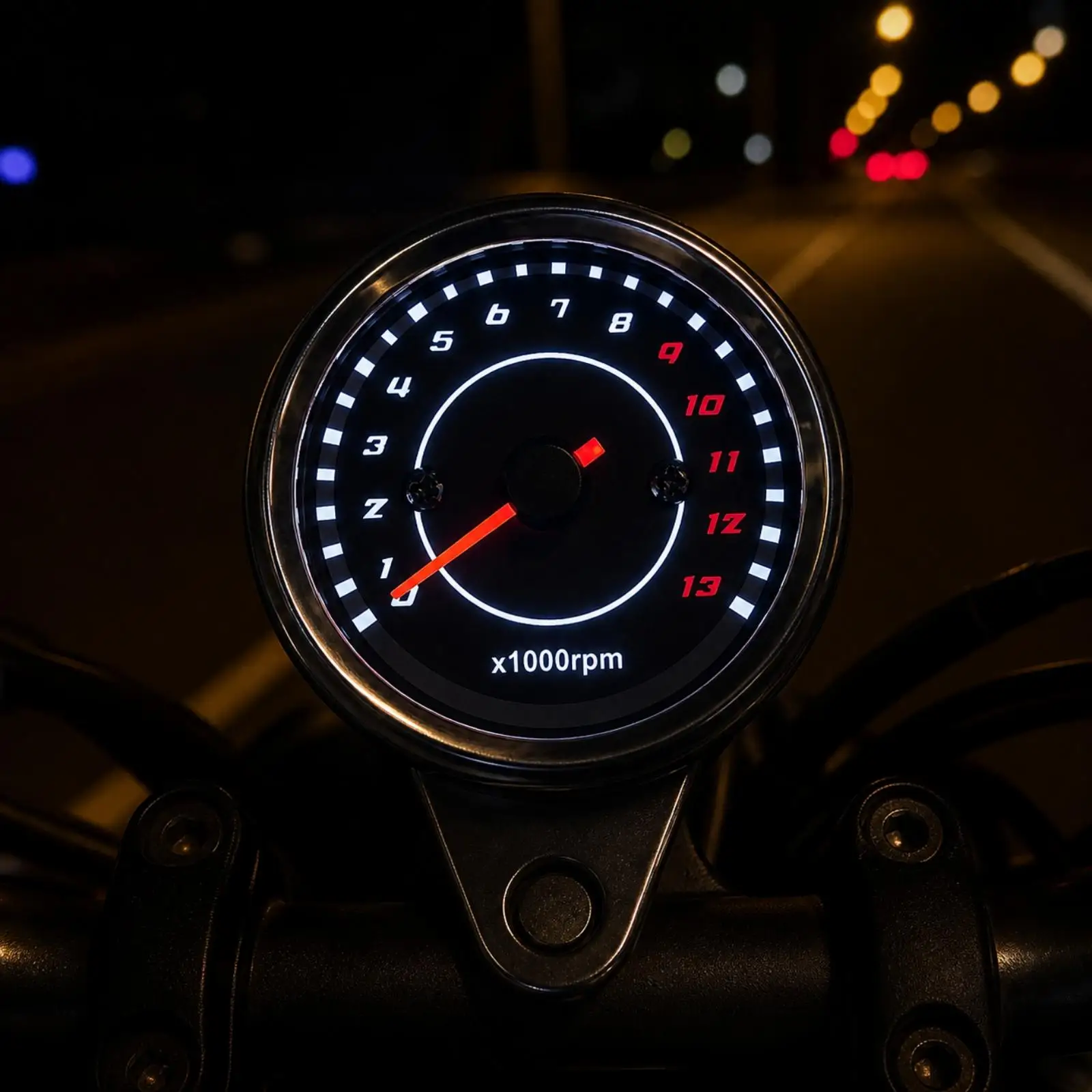 Universal Motorcycle Tachometer Metal Casing RPM Counter 0-13K Gauge for Sport Bike Night Ride