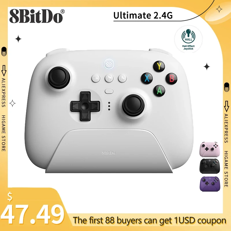 8BitDo Ultimate 2.4G Controller With Hall Effect Joysticks Support For Windows10/11,PC,Android,Raspberry Pi,Apple Gamepad