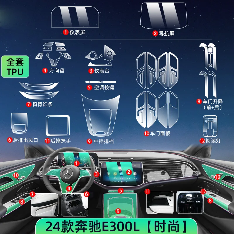 

Прозрачная пленка из ТПУ для 24 Mercedes-Benz E Class E300 E300 L Автомобильная наклейка для внутреннего интерьера пленка для приборной панели экрана автомобильные аксессуары