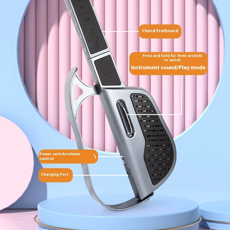 กีตาร์ไร้สายไฟฟ้าแบบพับได้พร้อมคอร์ดอัตโนมัติแบบพกพาผู้เริ่มต้นฝึกเด็กนักเรียนเครื่องดนตรีของขวัญของเล่น