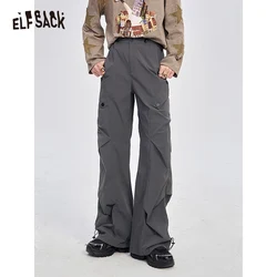 ELFSACK 2024 Autumn New Arrive American sports and casual wide leg work pants for women, straight leg slimming pants