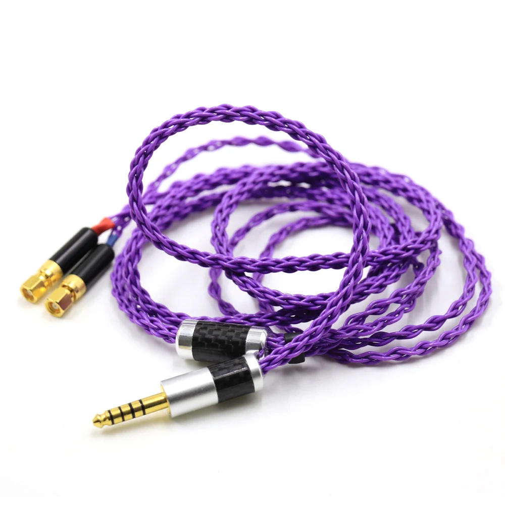 Púrpura 8 núcleos cristal único plata para Hifiman HE6 HE5 HE400 HE500 HE600 (tornillo) auriculares Cables Cable