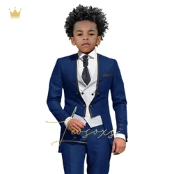 Boys suit 3 piece suit (coat + vest + trousers) custom long coat tuxedo wedding party wedding elegant dress cocktail dress suit