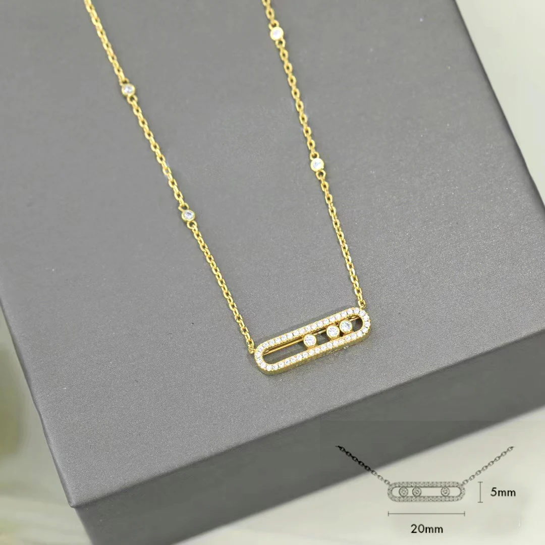 kimsu jewelry customized classic high quality 18K gold plated moving diamond women\'s necklace pendant exquisite gift