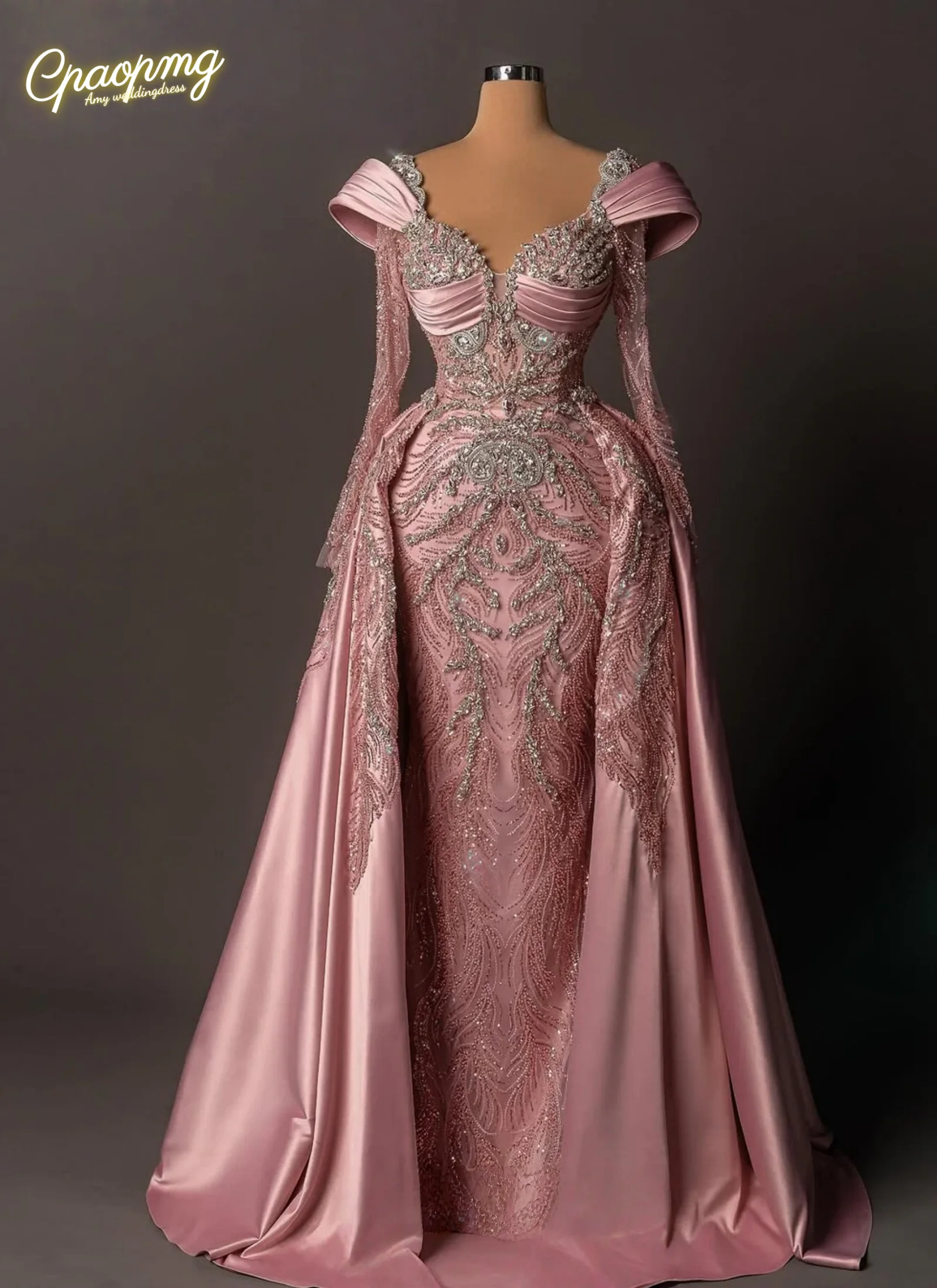 

Винтажное розовое вечернее платье с квадратным вырезом по индивидуальному заказу со съемным шлейфом, женское платье для свадебного приема, обручальное платье для выпускного вечера