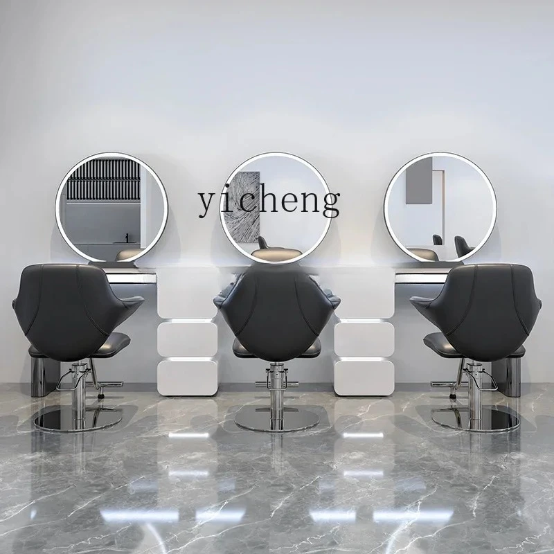 hairdresser mirror table marble barber shop mirror single and double-sided integrated type