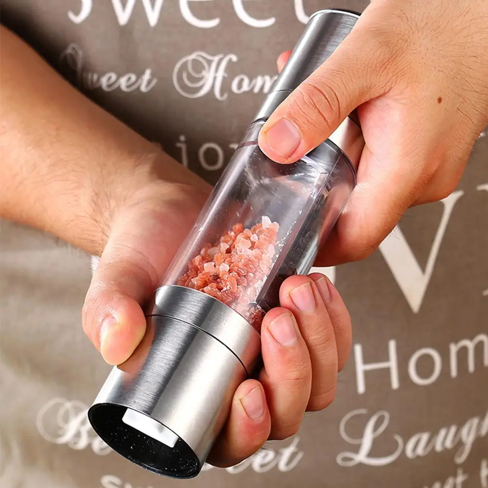 Double-ended Manual Black Pepper Grinder Stainless Steel Grinder Kitchen Supplies Seasoning Bottle For Pepper Salt