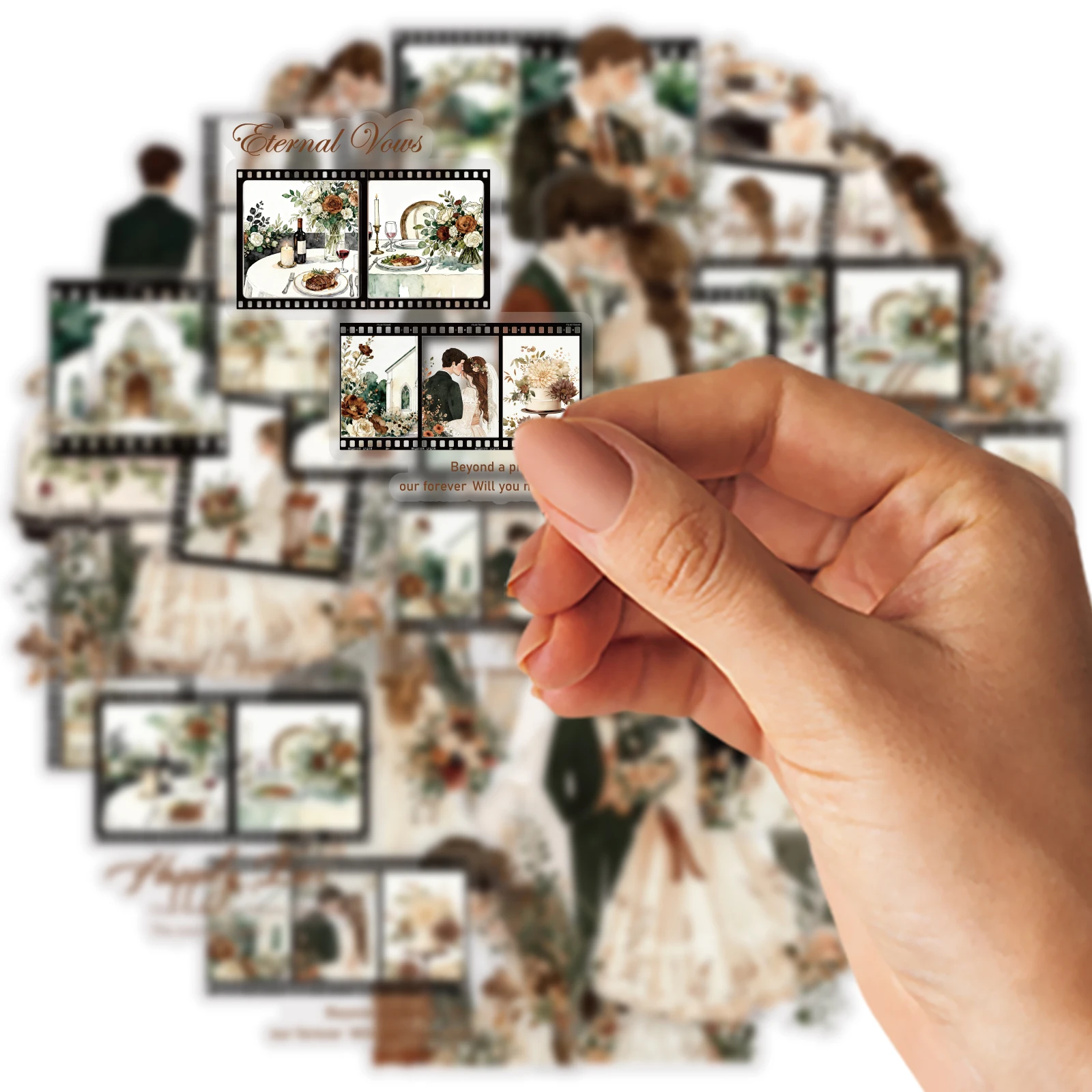 Etori Life Love for a Lifetime Adesivos temáticos de casamento 15 peças Material de casal para sempre Laptop, adesivos de telefone, mala, álbum de fotos, decoração de quarto, materiais de scrapbook feitos à mão, embalagem de caixa de presente, decoração de dia dos namorados, adesivos de brinquedo