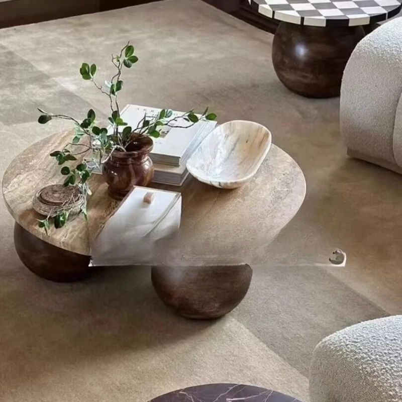 Stunning coffee mix and match low table round ball marble coffee table