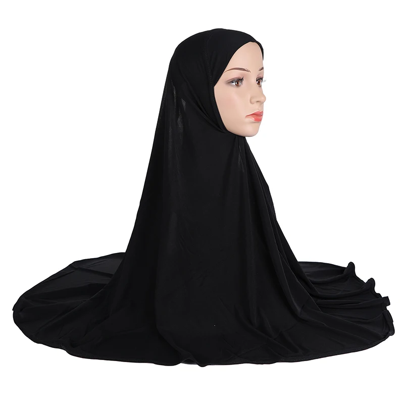 H023 Adults good size 90*80cm plain pray hijab muslim hijab scarf islamic headscarf hat armia pull on headwrap