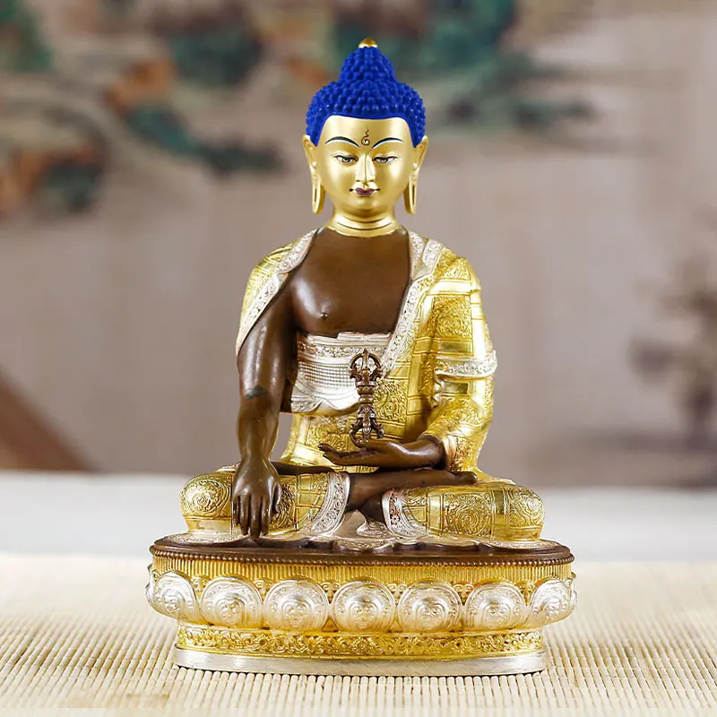 GOOD quality Gilding Buddha statue Nepal Tibet temple bless safe healty good luck Vajra Mitukpa Sakyamuni buddha bronze statue