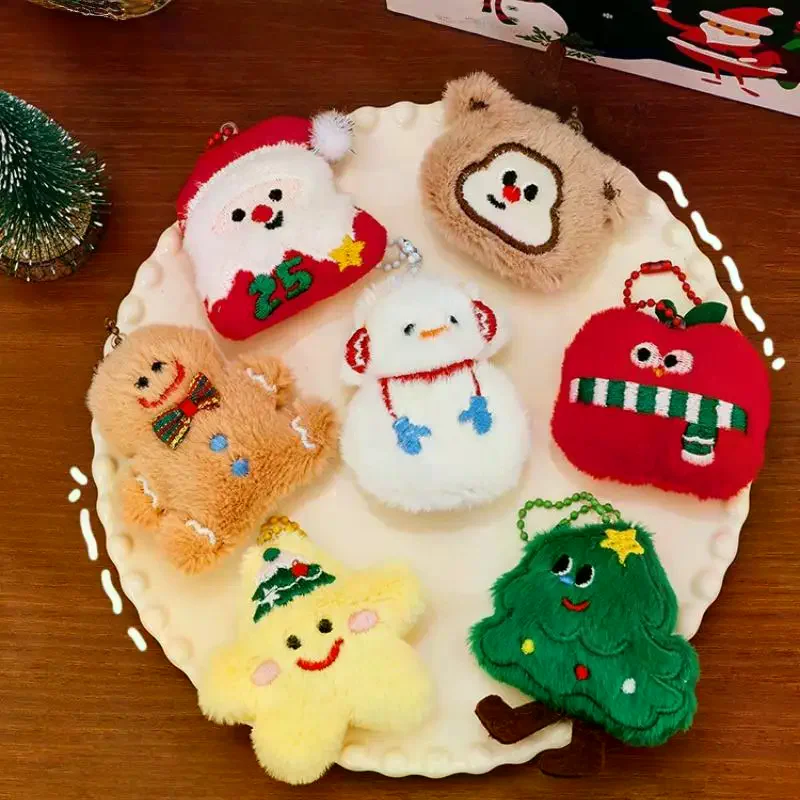 Novelty Santa Claus Snowman Plush Keychain; Unique Christmas Ornament for Bags; Ideal Friendship Gift and Backpack Accessory.