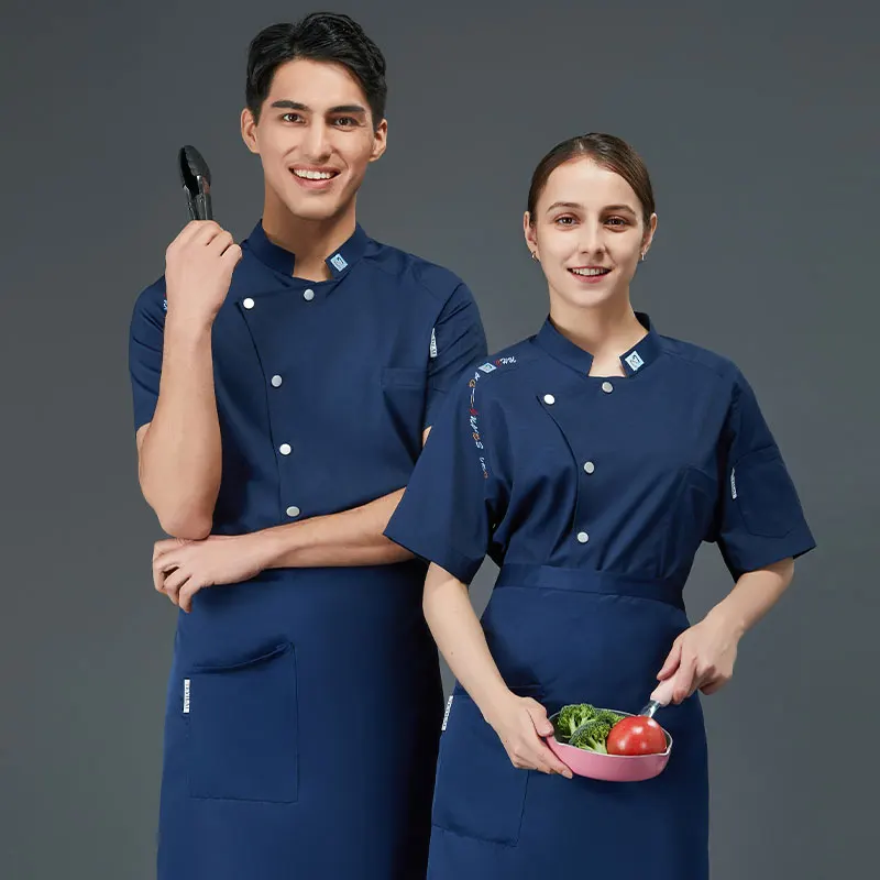 Vêtements de chef pour hommes et femmes, veste de cuisine, uniforme de chef de pizza, chemise de chef, vêtements de cuisine, vêtements de travail d'hôtel et de restaurant