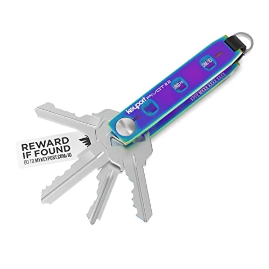 

Keyport Pivot 2.0: Премиальный органайзер для ключей из нержавеющей стали - EDC-держатель для ключей с D-образным кольцом для брелоков и услуг по поиску потерянных вещей - C