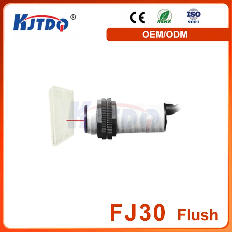 Fj30 IP67 NPN PNP Sn 3m 12V 24V Retro Reflective Reflection Photoelectric Proximity Sensor