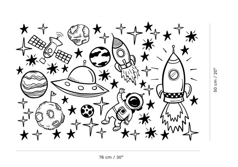 Rocket Ship Astronaut Creative Vinyl Wall Sticker For Boy Room Decoration Outer Space Wall Decal Kids Room Decoration z004