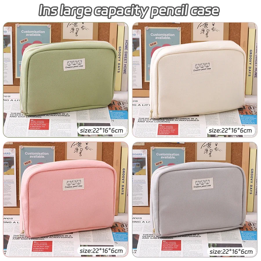 Canvas large-capacity pencil bag storage bag high-value Japanese multi-functional student storage stationery