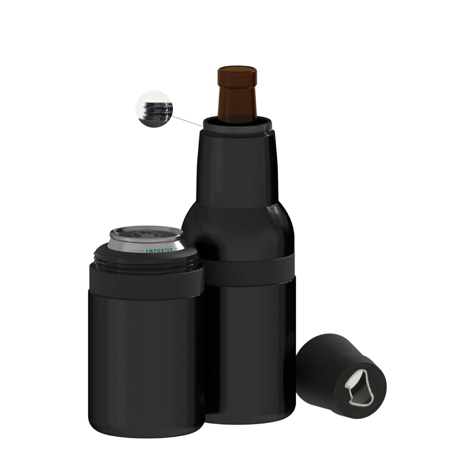 Frosty Beer Holder , 3 in 1 Can and Beer Bottle Insulator, Vacuum Insulated Double Walled Stainless Steel Beer Can and Bottle