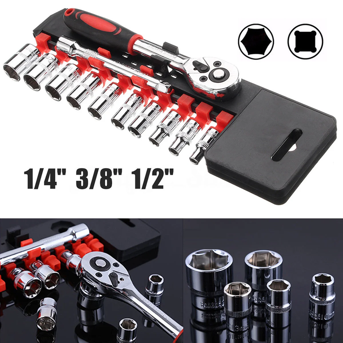 

12 in 1 Ratchet Wrench Socket Set Premium Durable Repair Tool for Car Motorcycle Bike Maintenance Wrench Socket Set