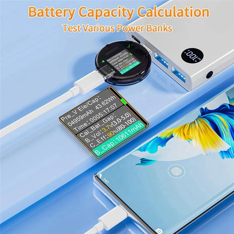 A03Q-USB C اختبار مقياس الطاقة، USB المتعدد الجهد الحالي أمبير فولت الكاشف اختبار رقمي لشواحن كابل بنك الطاقة