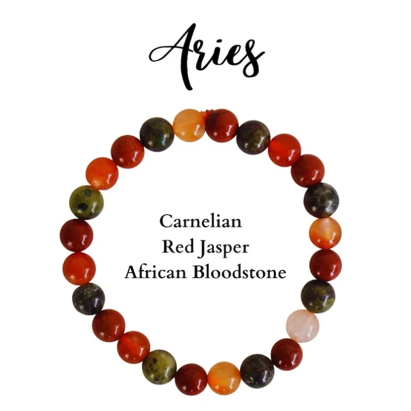 Aries Crystal, Aries Constellation Gemstone Bracelet, Constellation Gift